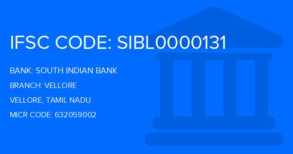 South Indian Bank (SIB) Vellore Branch IFSC Code