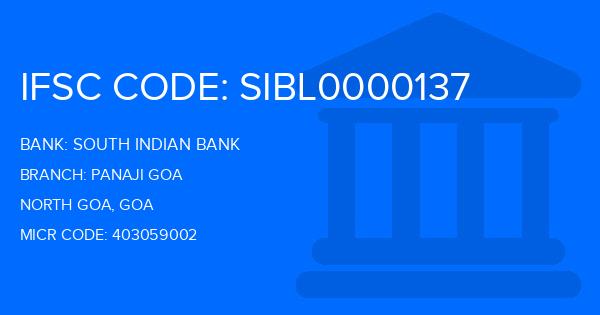 South Indian Bank (SIB) Panaji Goa Branch IFSC Code