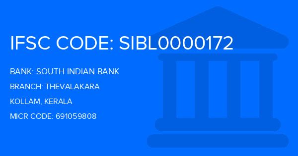 South Indian Bank (SIB) Thevalakara Branch IFSC Code