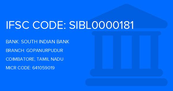 South Indian Bank (SIB) Gopanurpudur Branch IFSC Code