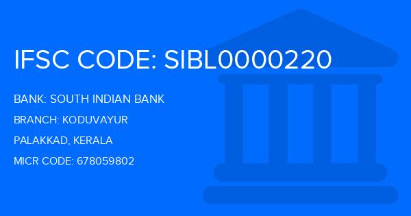 South Indian Bank (SIB) Koduvayur Branch IFSC Code
