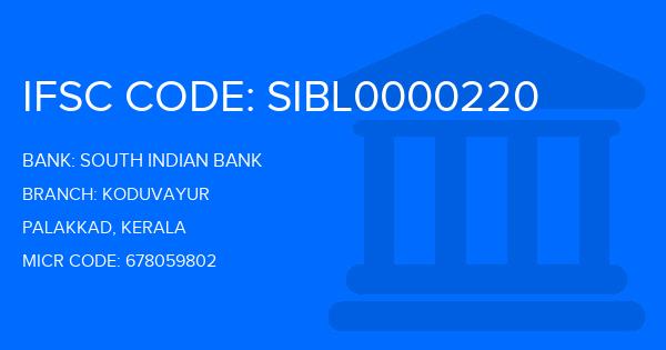 South Indian Bank (SIB) Koduvayur Branch IFSC Code