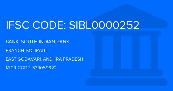 South Indian Bank (SIB) Kotipalli Branch IFSC Code
