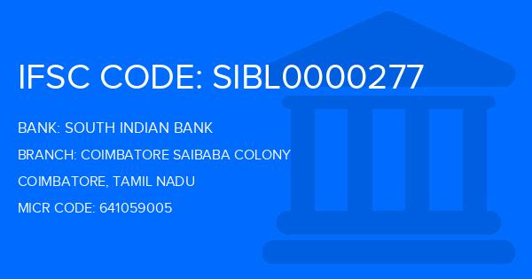 South Indian Bank (SIB) Coimbatore Saibaba Colony Branch IFSC Code