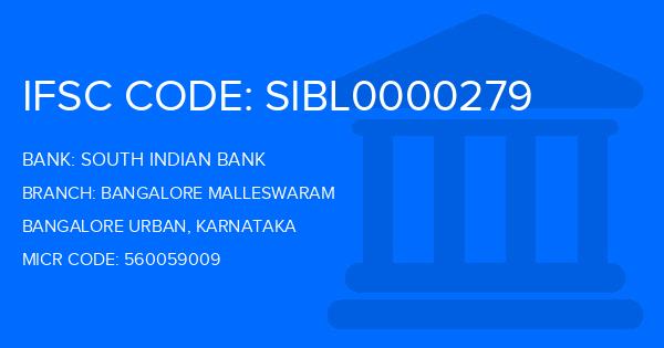 South Indian Bank (SIB) Bangalore Malleswaram Branch IFSC Code
