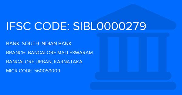 South Indian Bank (SIB) Bangalore Malleswaram Branch IFSC Code