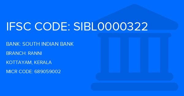 South Indian Bank (SIB) Ranni Branch IFSC Code
