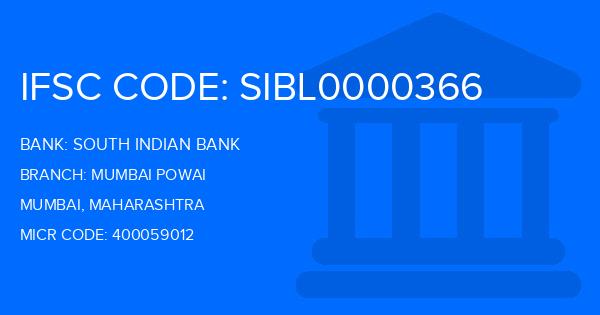 South Indian Bank (SIB) Mumbai Powai Branch IFSC Code