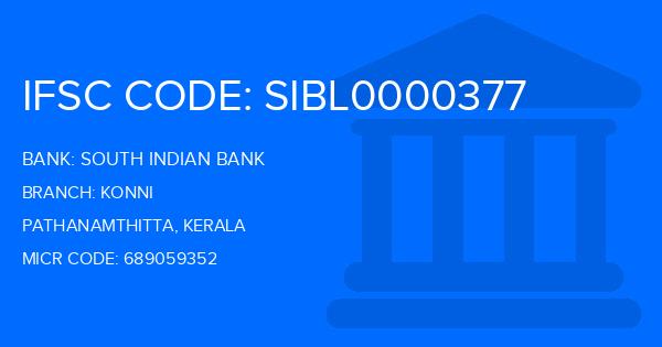 South Indian Bank (SIB) Konni Branch IFSC Code