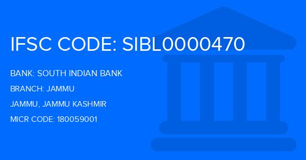 South Indian Bank (SIB) Jammu Branch IFSC Code
