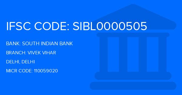 South Indian Bank (SIB) Vivek Vihar Branch IFSC Code