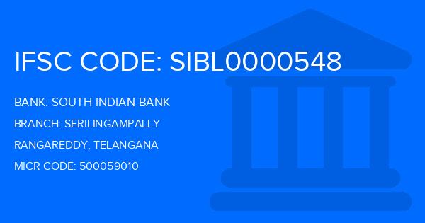 South Indian Bank (SIB) Serilingampally Branch IFSC Code