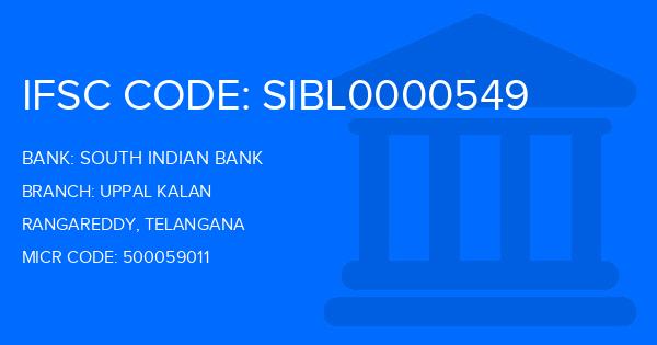 South Indian Bank (SIB) Uppal Kalan Branch IFSC Code