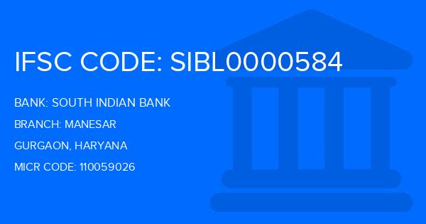 South Indian Bank (SIB) Manesar Branch IFSC Code