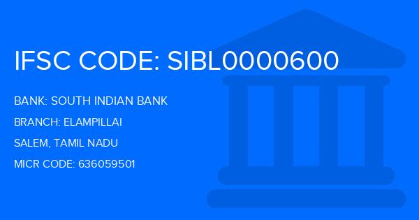South Indian Bank (SIB) Elampillai Branch IFSC Code