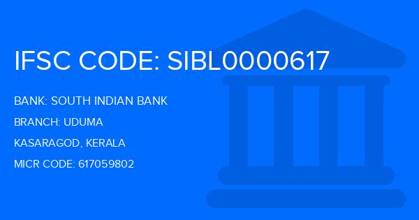 South Indian Bank (SIB) Uduma Branch IFSC Code