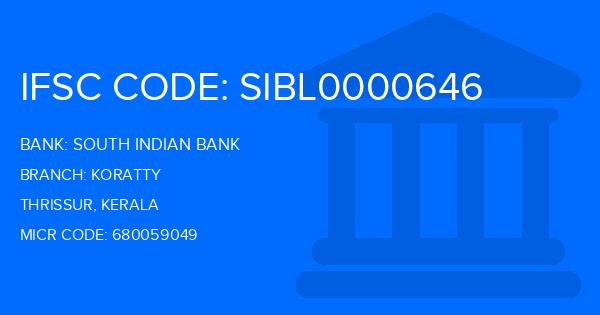 South Indian Bank (SIB) Koratty Branch IFSC Code
