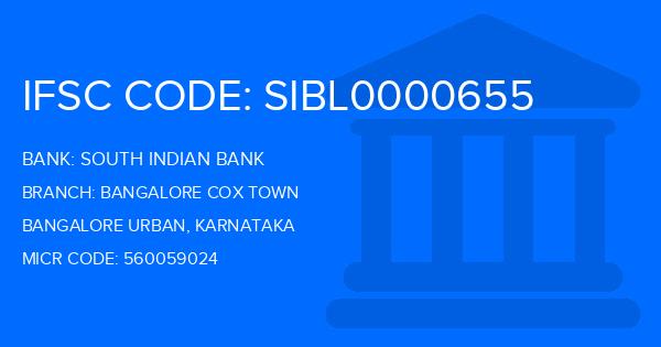 South Indian Bank (SIB) Bangalore Cox Town Branch IFSC Code