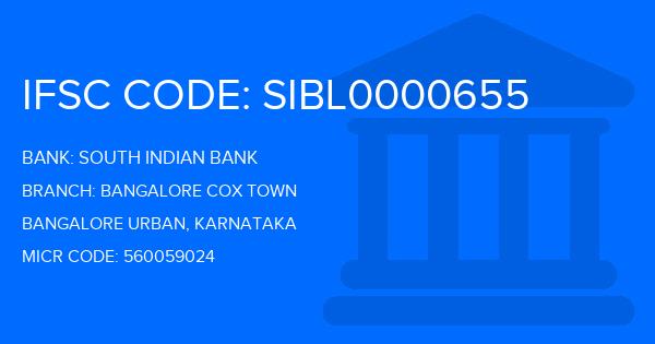 South Indian Bank (SIB) Bangalore Cox Town Branch IFSC Code