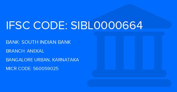 South Indian Bank (SIB) Anekal Branch IFSC Code