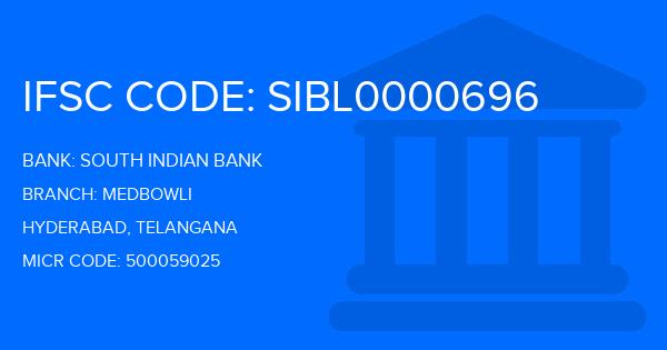 South Indian Bank (SIB) Medbowli Branch IFSC Code