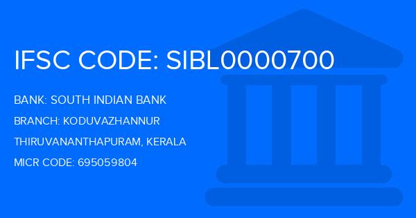 South Indian Bank (SIB) Koduvazhannur Branch IFSC Code