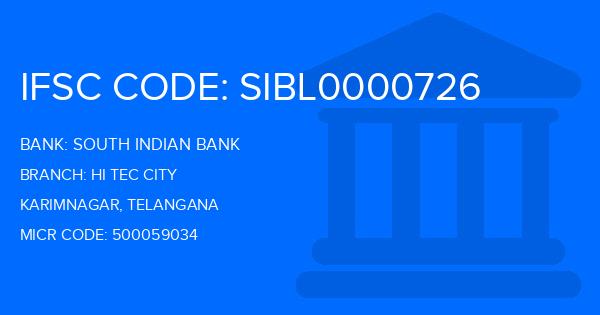 South Indian Bank (SIB) Hi Tec City Branch IFSC Code