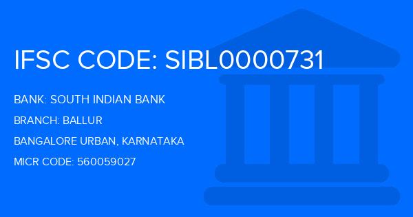 South Indian Bank (SIB) Ballur Branch IFSC Code