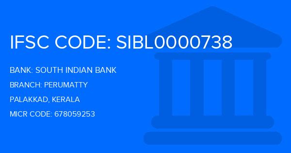South Indian Bank (SIB) Perumatty Branch IFSC Code