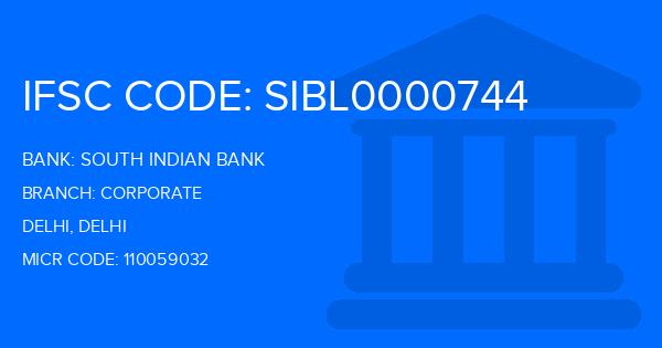 South Indian Bank (SIB) Corporate Branch IFSC Code