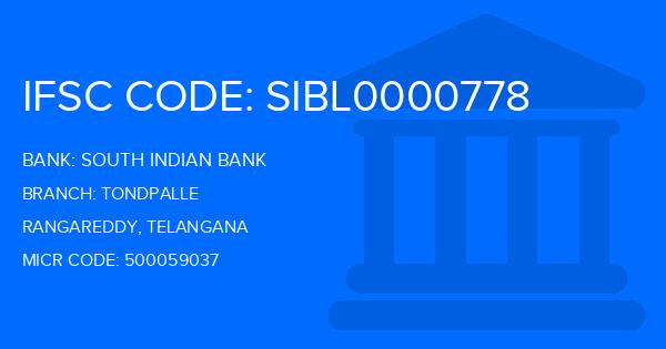South Indian Bank (SIB) Tondpalle Branch IFSC Code