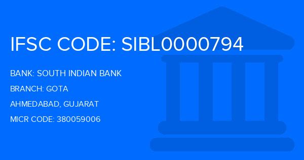 South Indian Bank (SIB) Gota Branch IFSC Code