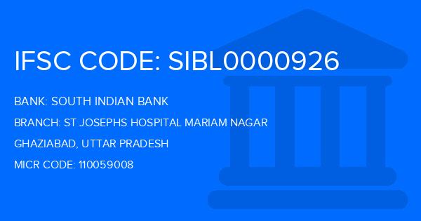South Indian Bank (SIB) St Josephs Hospital Mariam Nagar Branch IFSC Code
