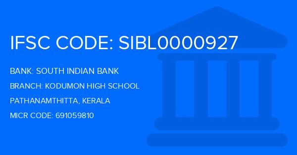 South Indian Bank (SIB) Kodumon High School Branch IFSC Code