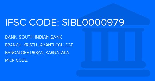 South Indian Bank (SIB) Kristu Jayanti College Branch IFSC Code