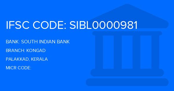 South Indian Bank (SIB) Kongad Branch IFSC Code