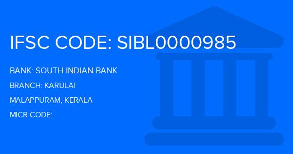 South Indian Bank (SIB) Karulai Branch IFSC Code