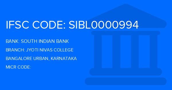 South Indian Bank (SIB) Jyoti Nivas College Branch IFSC Code