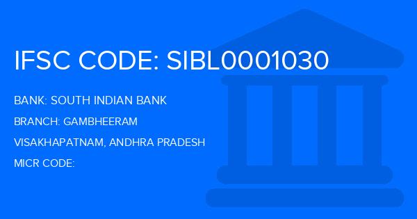 South Indian Bank (SIB) Gambheeram Branch IFSC Code
