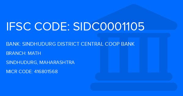 Sindhudurg District Central Coop Bank Math Branch IFSC Code