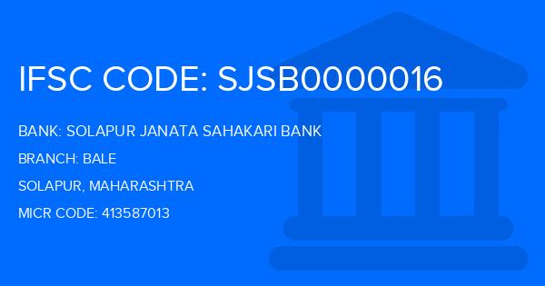 Solapur Janata Sahakari Bank Bale Branch IFSC Code