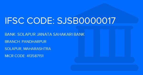 Solapur Janata Sahakari Bank Pandharpur Branch IFSC Code