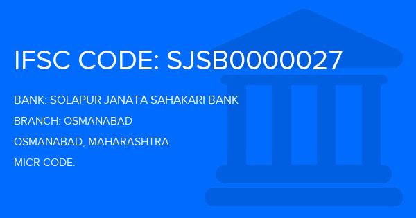 Solapur Janata Sahakari Bank Osmanabad Branch IFSC Code