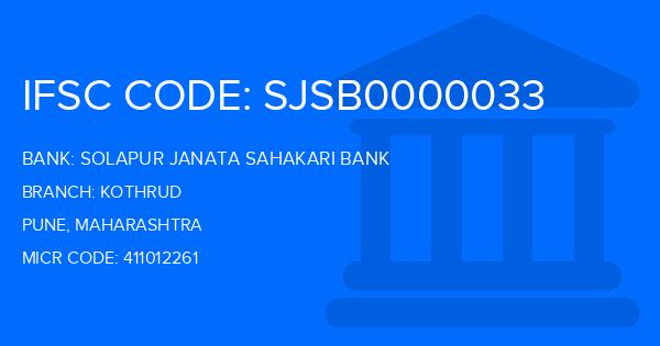 Solapur Janata Sahakari Bank Kothrud Branch IFSC Code