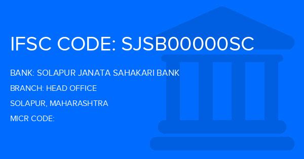 Solapur Janata Sahakari Bank Head Office Branch IFSC Code