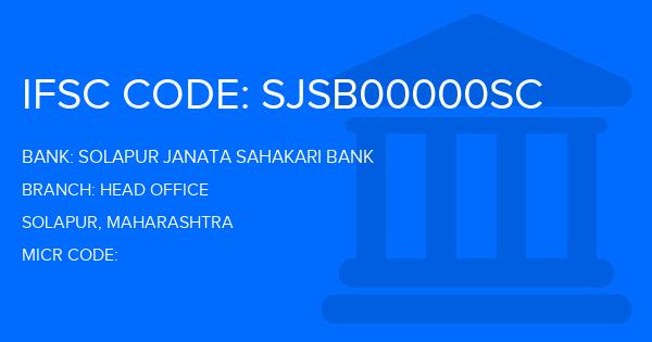 Solapur Janata Sahakari Bank Head Office Branch IFSC Code