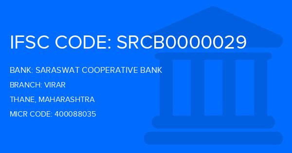 Saraswat Cooperative Bank Virar Branch IFSC Code