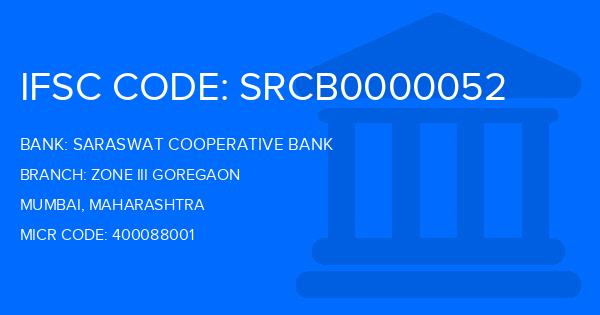 Saraswat Cooperative Bank Zone Iii Goregaon Branch IFSC Code