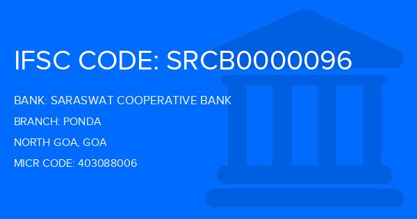 Saraswat Cooperative Bank Ponda Branch IFSC Code