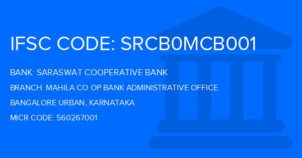 Saraswat Cooperative Bank Mahila Co Op Bank Administrative Office Branch IFSC Code